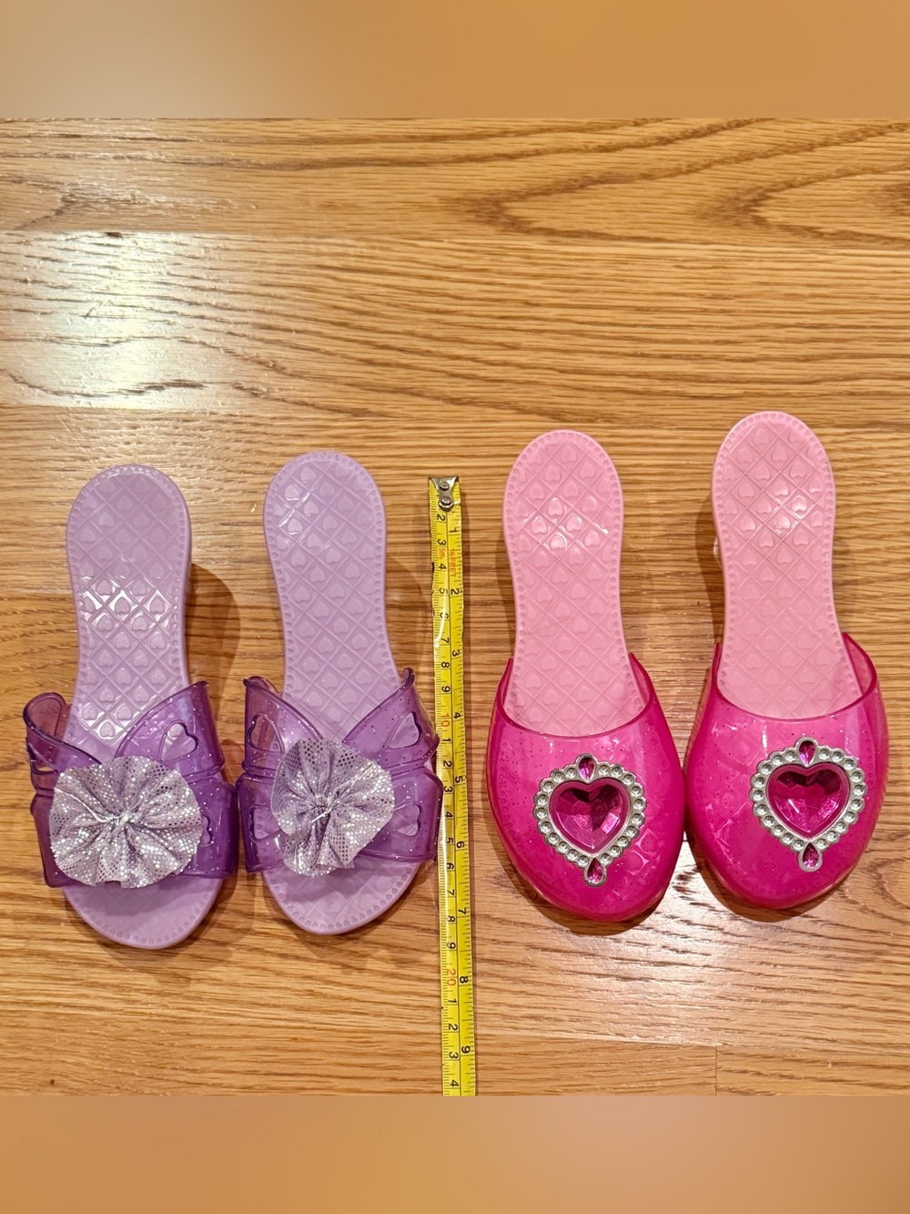 Toddler Kids Pink & Purple heels Jelly Slide Sandals with Heart & Bow Accents